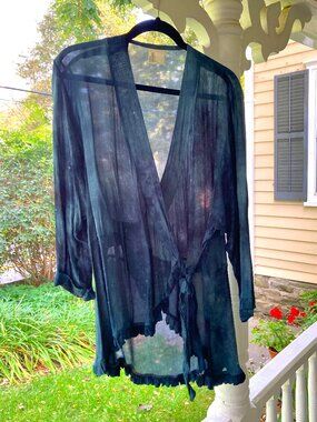 LOOK Long-sleeve Pullover Tunic Wrap with Side Sash